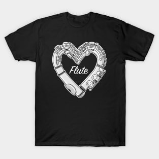 Love Flute Heart-Shaped Doodle For Flutists T-Shirt